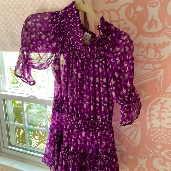 fitted lace wedding dress Misa Los Angeles Purple Floral Maxi Dress UK XS